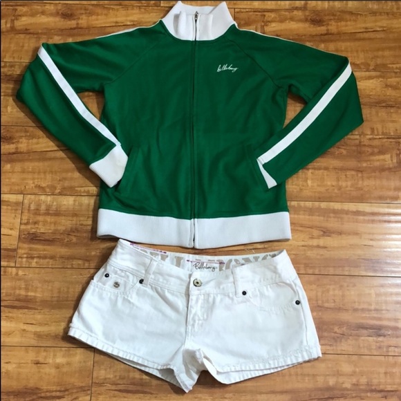 Green and white Billabong track jacket - Picture 4 of 7